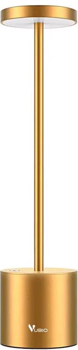 Vubio Oplaadbare Tafellamp 34cm - Draadloos, Dimbaar & Touch Bediening - Goud - Binnen & Buiten - Industrieel