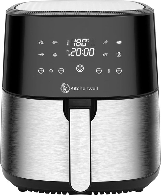 Foto: Kitchenwell airfryer heteluchtfriteuse 8l inhoud 80 200 timer 1800w zwart