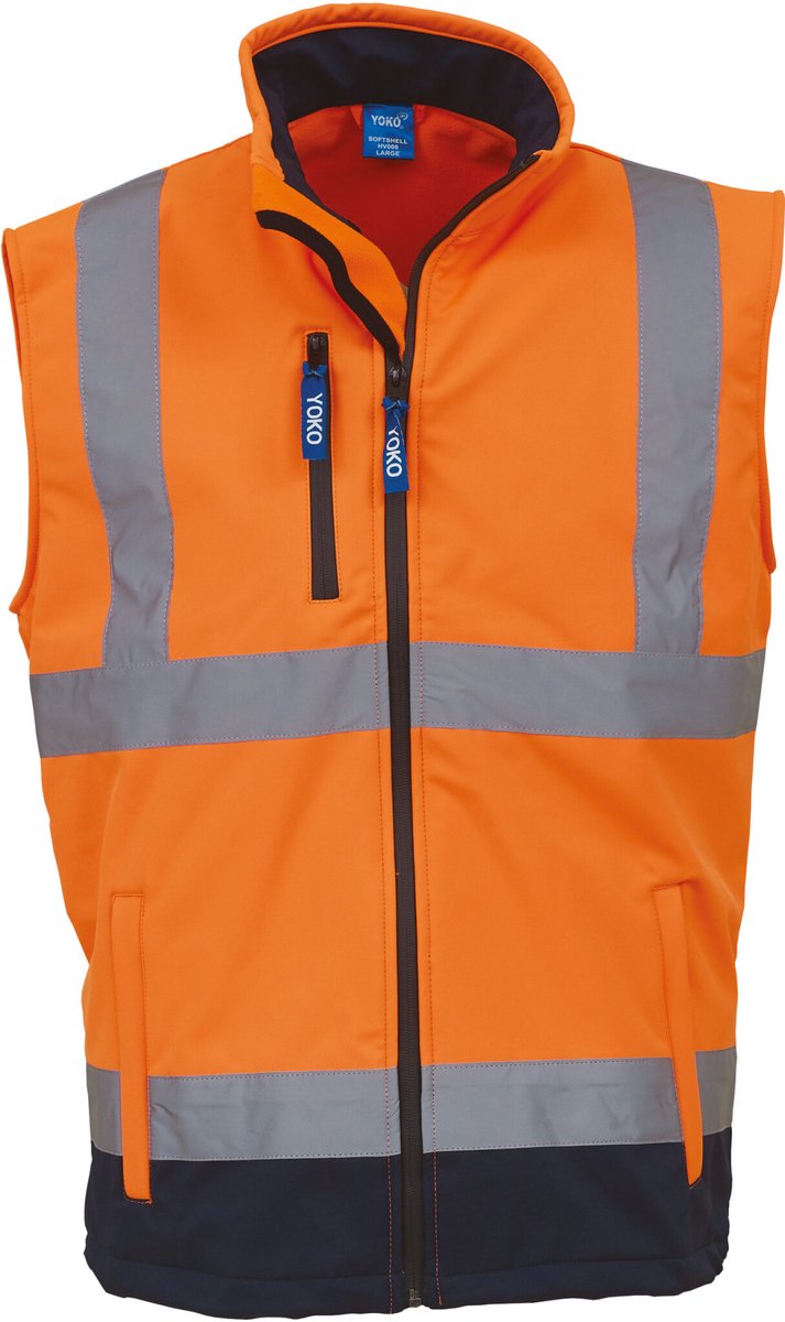 Yoko Signalisatiegilet van softshell YHV006 - Hi Vis Orange / Navy - L