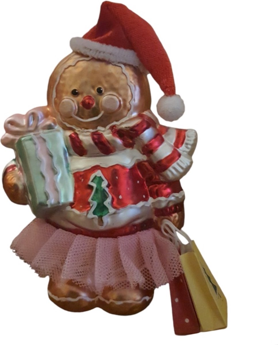 House of Seasons 2 STUKS Kersthanger Peperkoek met tassen L9xB5xH13cm