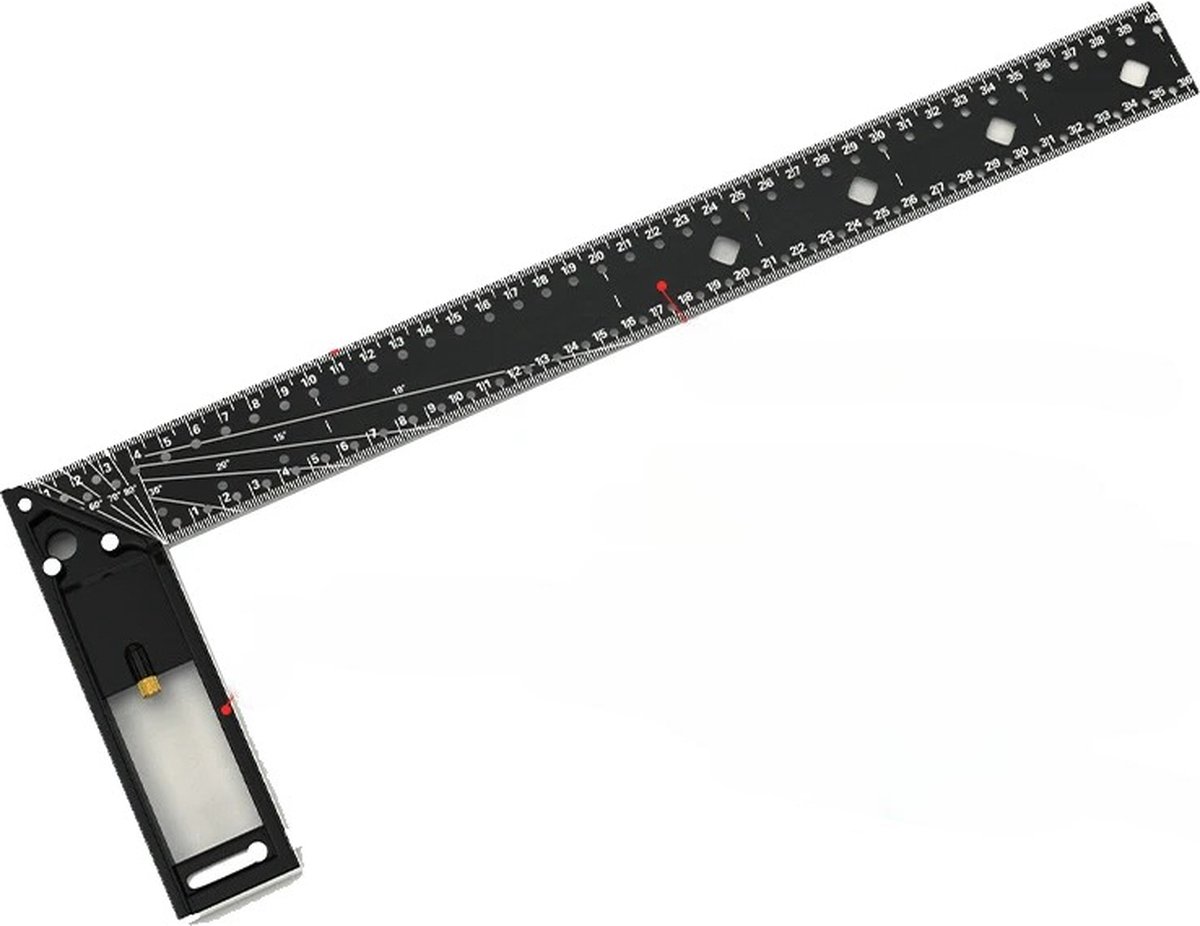 Blyx Industriële Winkelhaak Zwaaihaak Winkelhaak Metaal Winkelhaak Zweihaak Hoek Liniaal Hoekmeter Blokhaak 45° & 90° 400mm Zwart