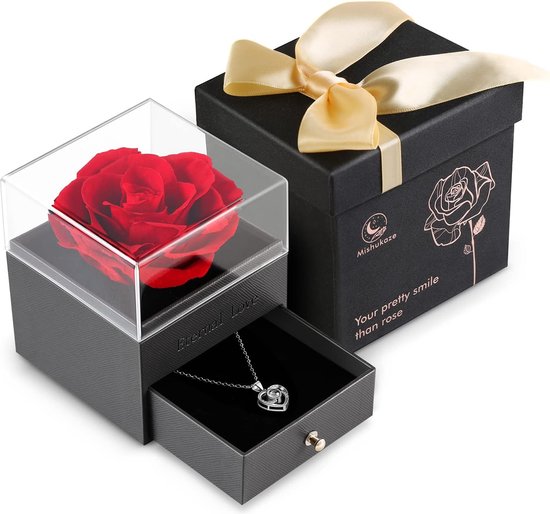 Coffret Cadeau Collier Rose Pour Femme - Idéal Fête Des Mères, Anniversaire Ou Saint-Valentin