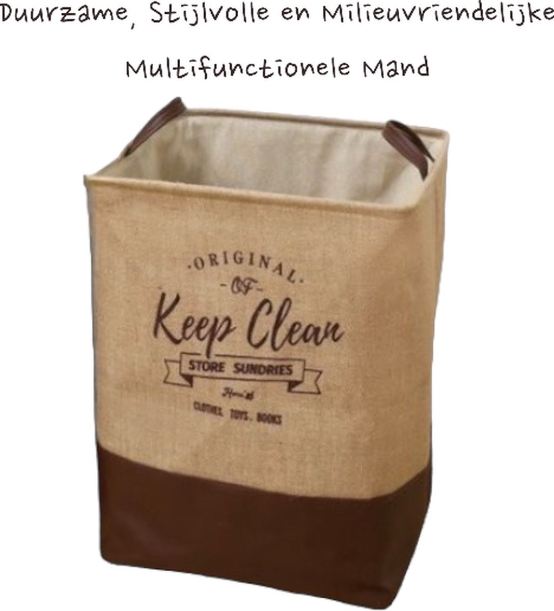 Goedkoopste Lexorion Laundry Day - Wasmand - Opvouwbare Wasmand - 80 L Wasmand - Klassieke Engelse Stijl voor Wasgoed - Voor Speelgoed en Dekens - Milieuvriendelijke - Kunstleren Handvatten - Rubberen Onderkant - 100 Katoen - Bruin - 40x40x50 cm