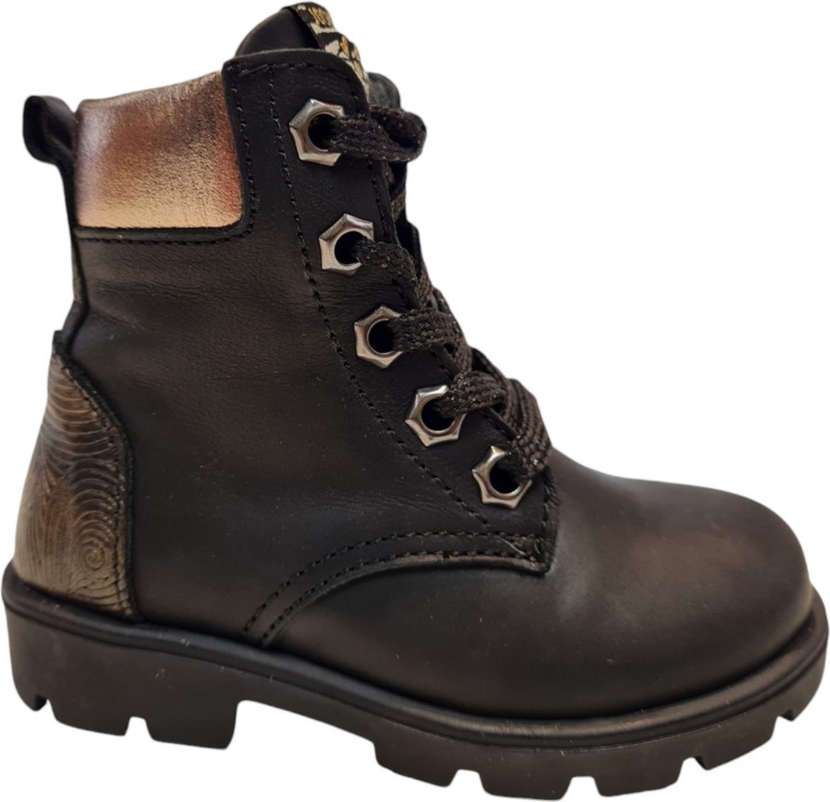 Jochie Berny Black 24172 200 Meisjes Veterboots - Zwart - 27