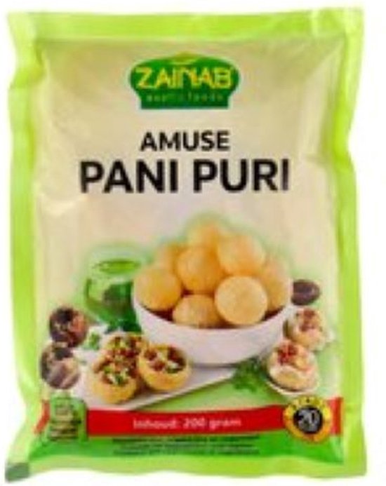 Zainab | 3 x 200 grammes de Pani Puri | Snack indien amusant | boules de pâte à remplir | vegan | multipack