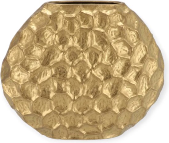 Daan Kromhout - Vaas - Jada - Goud - Structure - Ovaal - 32x12x26cm - Keramiek
