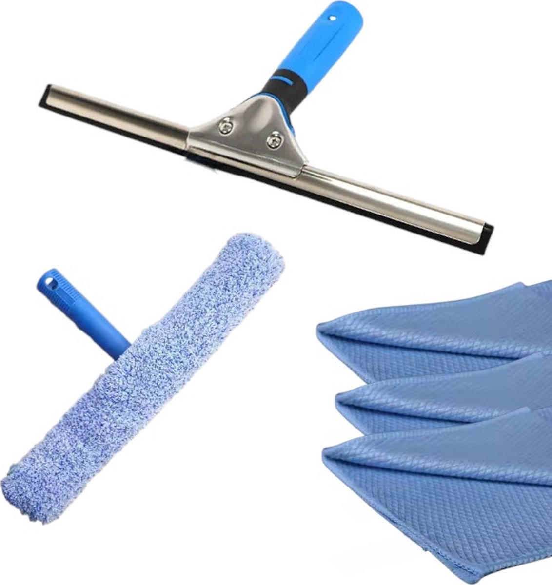 Goedkoopste Glazenwasser set - 3-delig - Raamtrekker - Inwasser - Mircrovezeldoek - Ramenwas set - Raamwisser