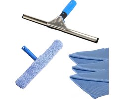 Glazenwasser set - 3-delig - Raamtrekker - Inwasser - Mircrovezeldoek - Ramenwas set - Raamwisser