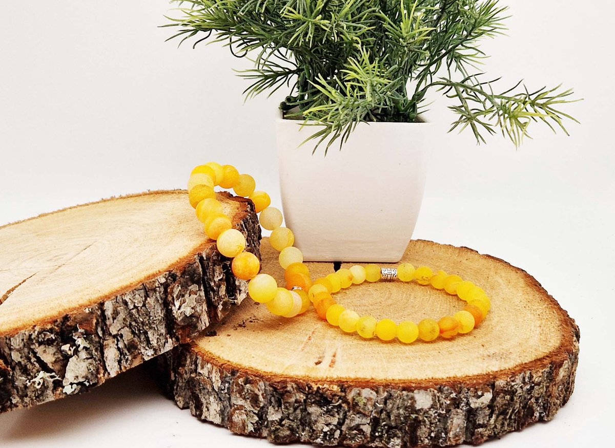Handgemaakte Klassieke natuurstenen armband “Oranje frosted agaat ” - 8 mm diameter van de korrel- Diameter armband 20 cm - Een mooi cadeau voor familie en vrienden