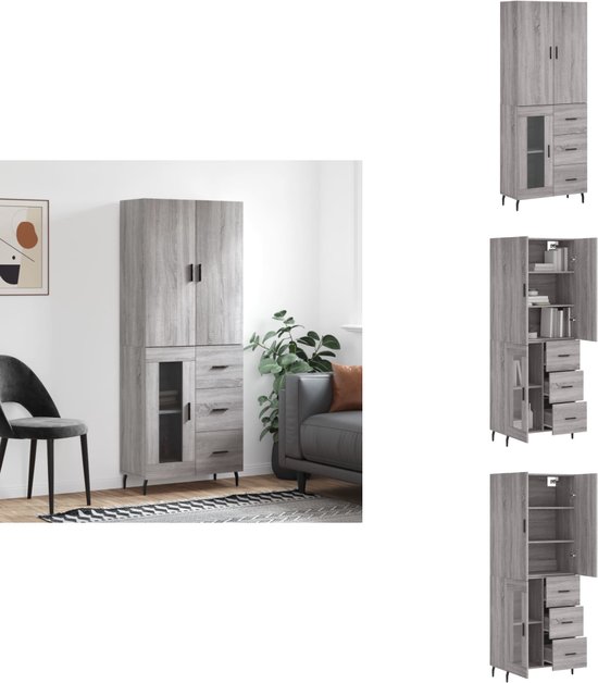 Zravenna Keukenkast met werkblad, hoge kast keukenbuffet buffetkast, vitrinekast met verstelbare planken, dressoir met houtkleurige laden, natuur wit Zravenna Keukenkast met werkblad, hoge kast keukenbuffet buffetkast, vitrinekast met verstelbare planken, dressoir met houtkleurige laden, natuur wit