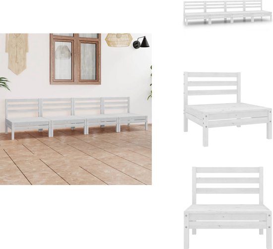 vidaXL Ensemble de salon - Bois de pin - Wit - 63,5 x 63,5 x 62,5 cm - Ensemble de jardin