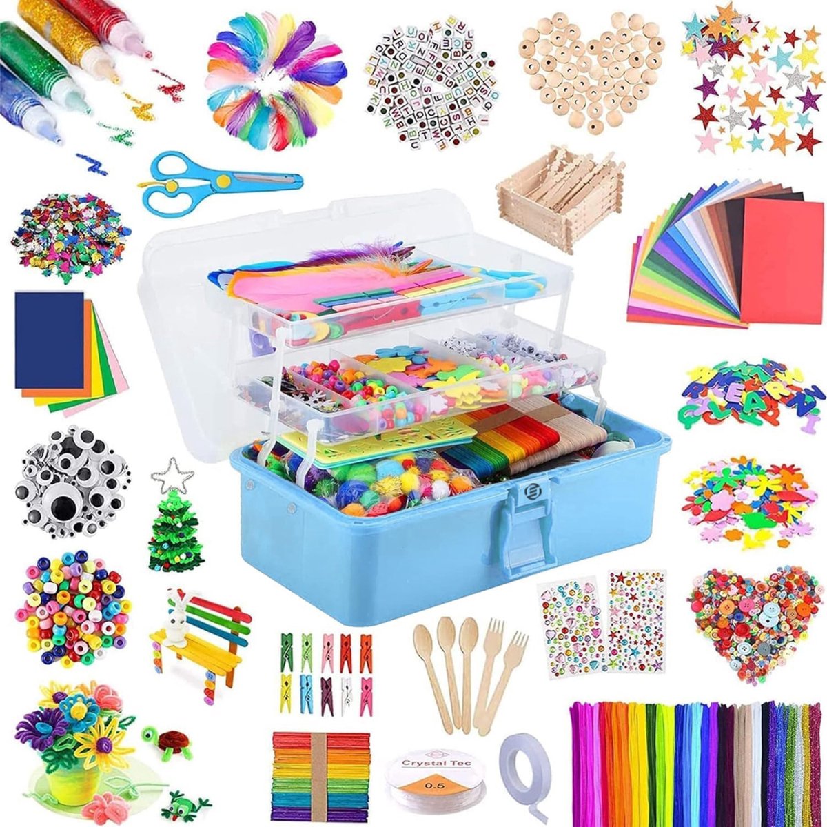 Equivera Knutselkoffer - Knutselset voor jongens en meisjes - Knutseldoos - Knutselkoffer voor Jongens en Meisjes - Knutselkoffer Kinderen - Cadeautip voor uw kind!