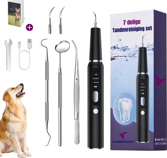 Elektrische tandsteen verwijderaar set - Tandsteen verwijderaar Hond & kat - Tandartshaakje - 7-Delig Tandverzorging set - USB Oplaadbaar