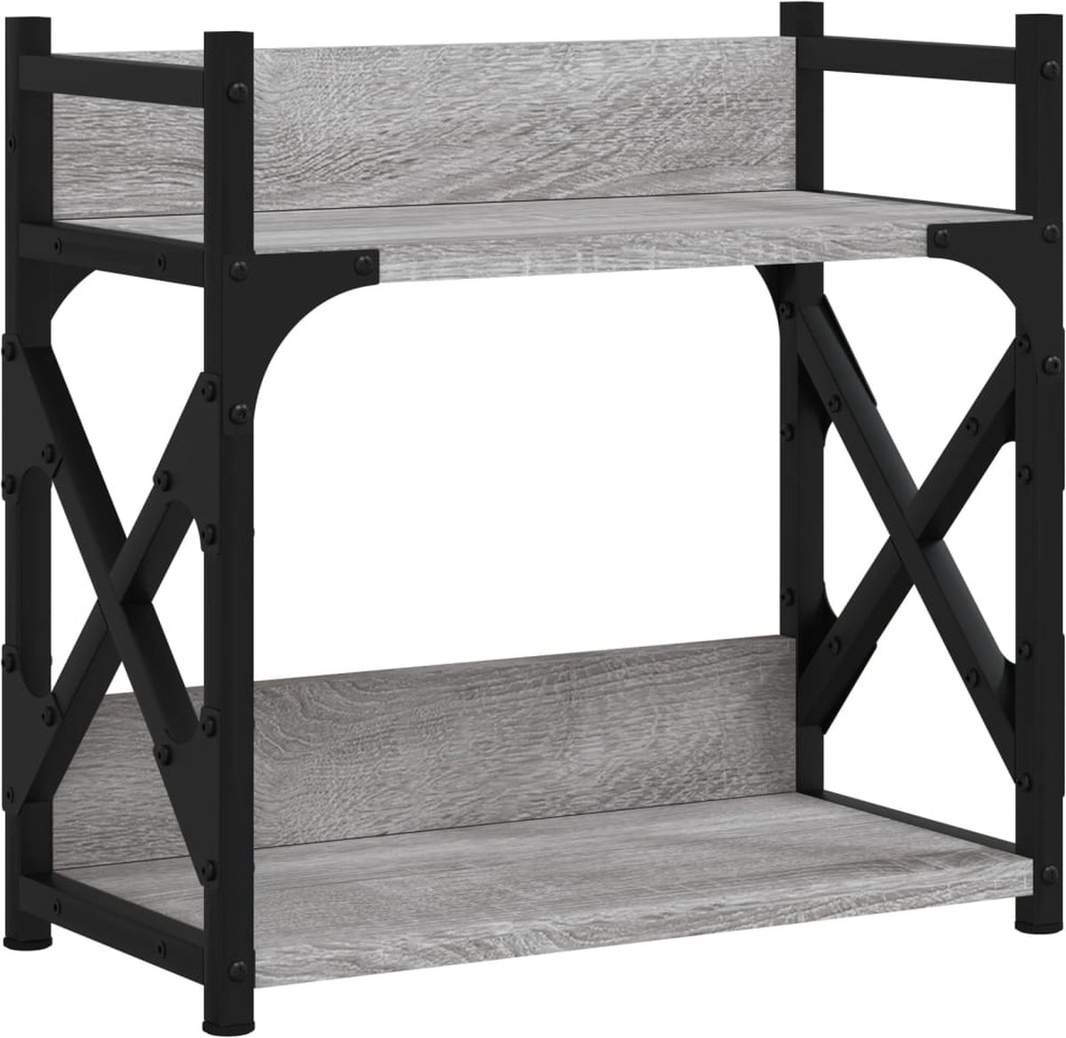 vidaXL Printerstandaard - 2-laags - 40x20x40 - cm - bewerkt - hout - grijs - sonoma