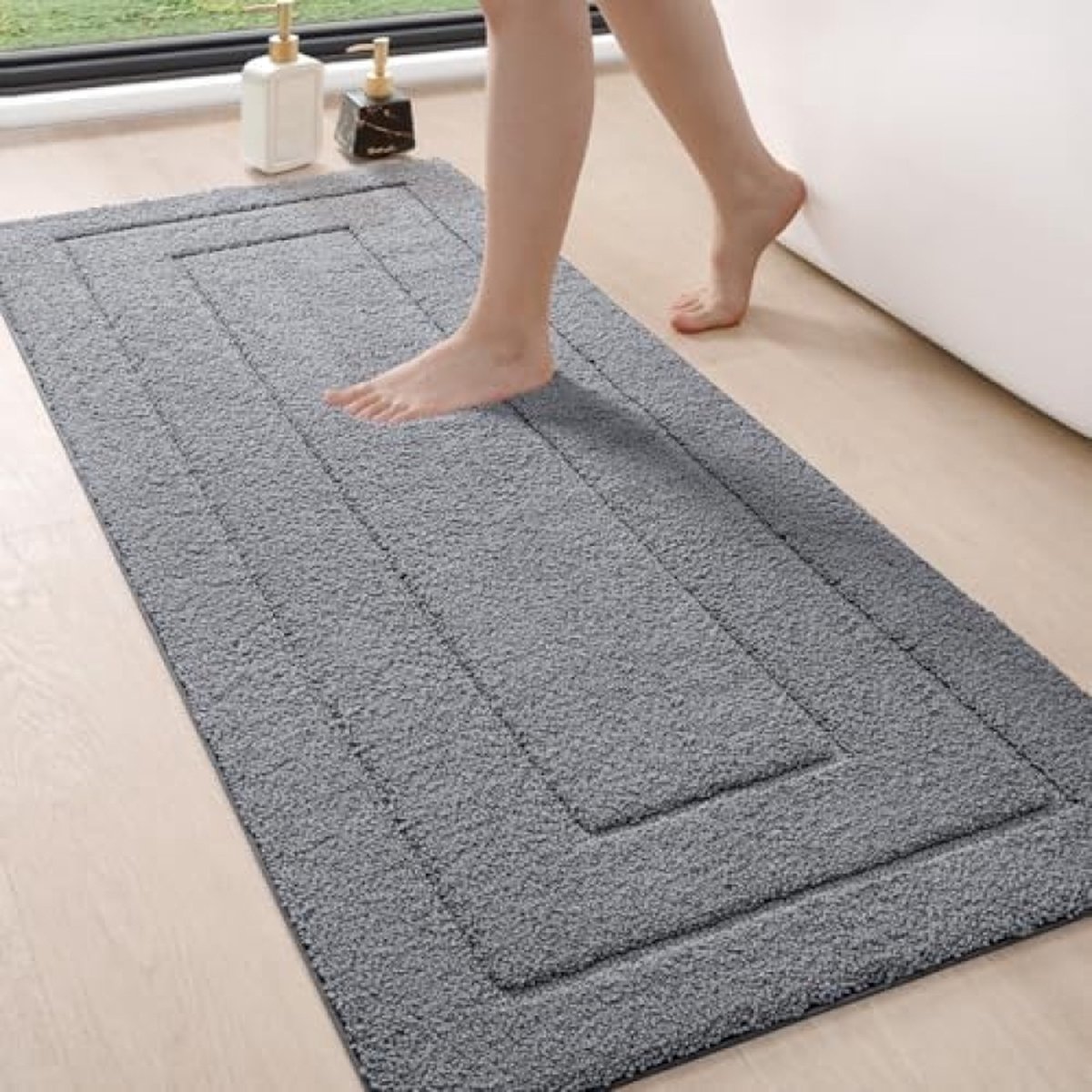 Badmat van microvezel, absorberend, antislip, zacht douchemat, machinewasbaar, 60 x 150 cm
