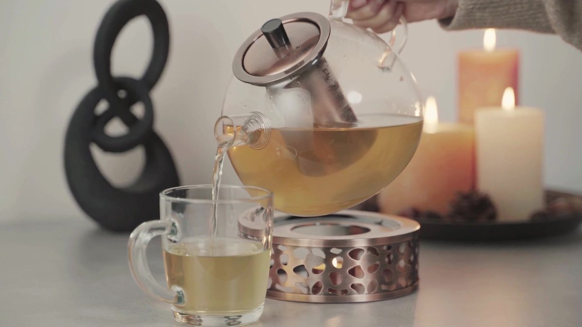 Zpose 1500ml glazen theepot, grote theepot met infuser voor losse thee en bloeiende thee, kookplaat veilige theeketel, handgemaakte borosilicaatglas theemaker met schaallijn, theegeschenk set voor
