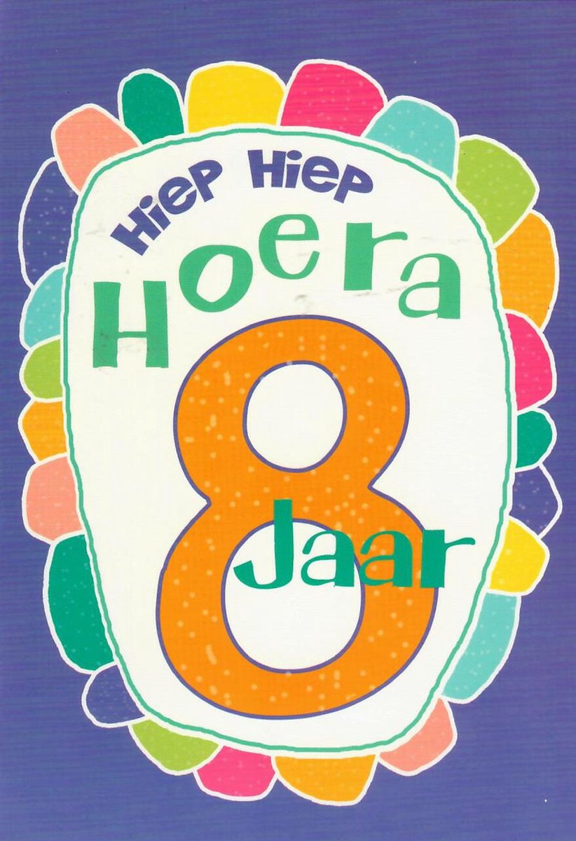 Verjaardagskaart 8 Jaar - Wenskaart Verjaardag - Kaart 8 Jaar