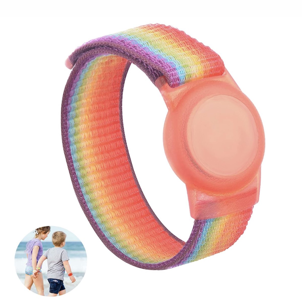 Consumerce® Nylon Armband Geschikt voor AirTag met Klittenband Sluiting - Rainbow - Kind Polsband - Kids GPS Horloge - Peuter - Tracker - Ouderen - Kinderhorloge - Kinderen - Volgsysteem - Trackers Armbanden