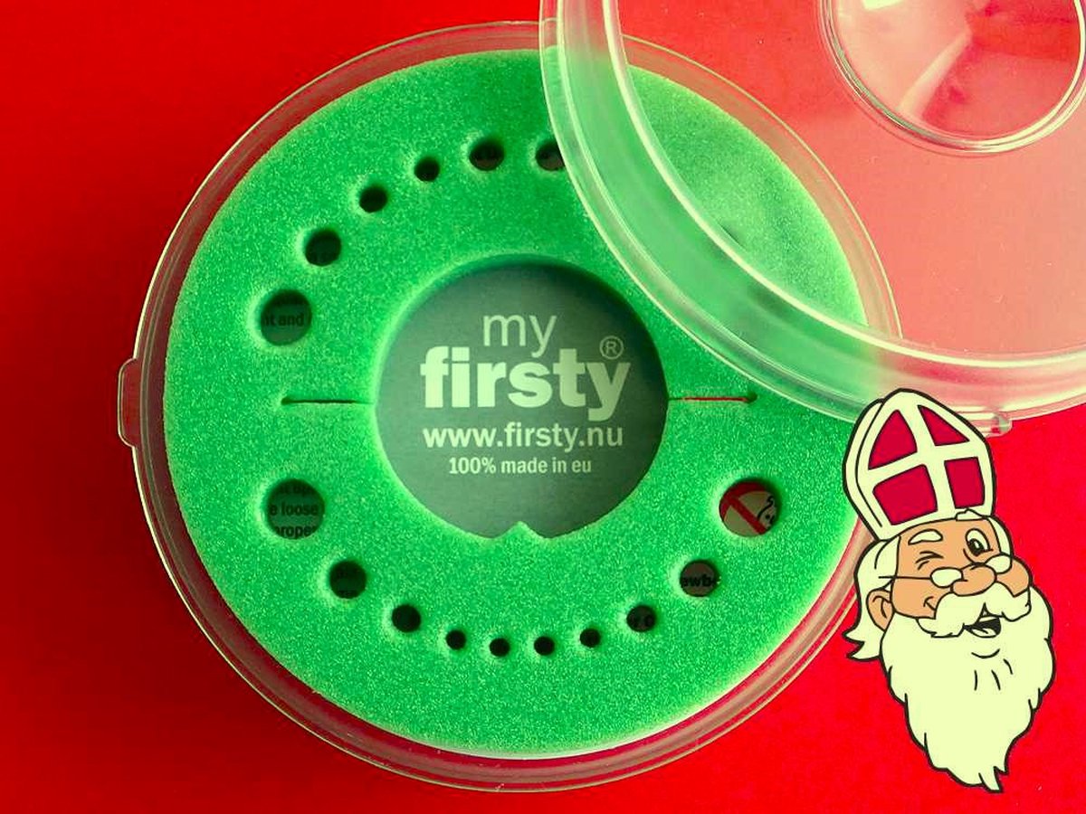 Goedkoopste Ferm Tandendoosje - KerstKado - Firsty Round - AppelGroen - Jongen / Meisje - Inclusief Logboekje NL, Hoera-Sticker en Verzending