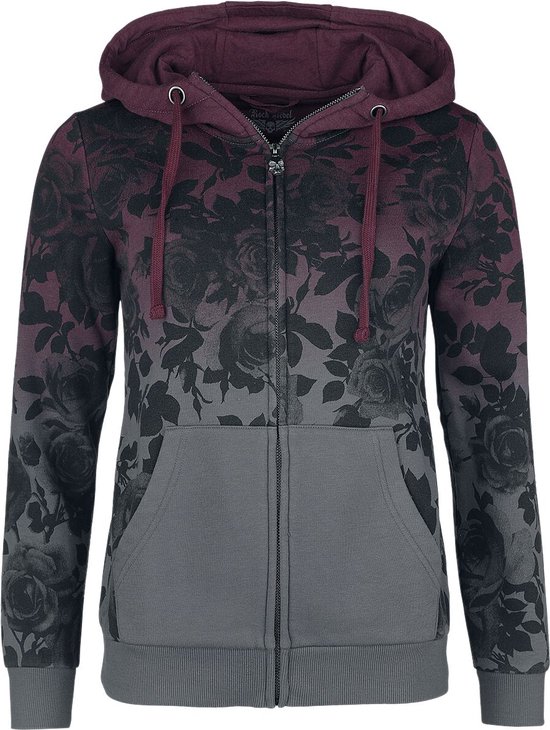 Rock Rebel by EMP Bordeaux-grijs sweater met roze all-over print en dip dye kleurverloop - Dames - S