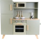 Bandits & Angels Houten Kinderkeuken XL Modern Groen vanaf 3 jaar - Aanrechthoogte 52 cm - Incl. 5 accessoires - Voor Meisjes - Kinder Keukentje - Speelgoed Keuken - Groene Speelkeuken