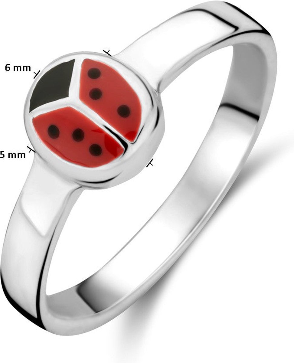 Zilver Ring Lieveheersbeestje Wit 1021818