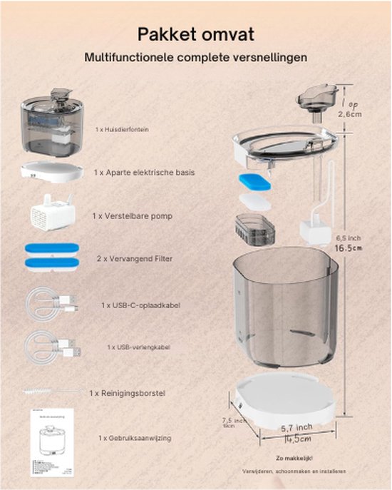 6-delige vervangingsfilters voor kattenfontein, magnetisch