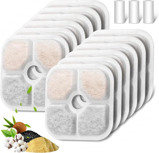 Set van 12 filters voor waterfontein voor katten, vervangingsfilters