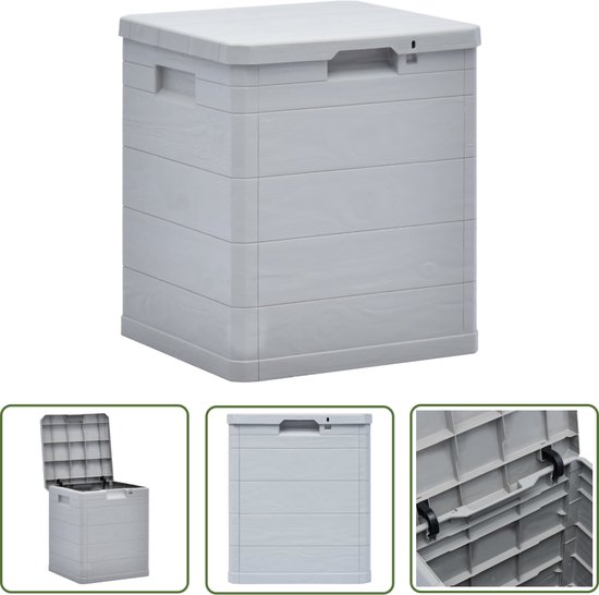 The Living Store Boîte de rangement boîte de jardin - 42,5 x 44 x 50 cm - 90L - Gris clair