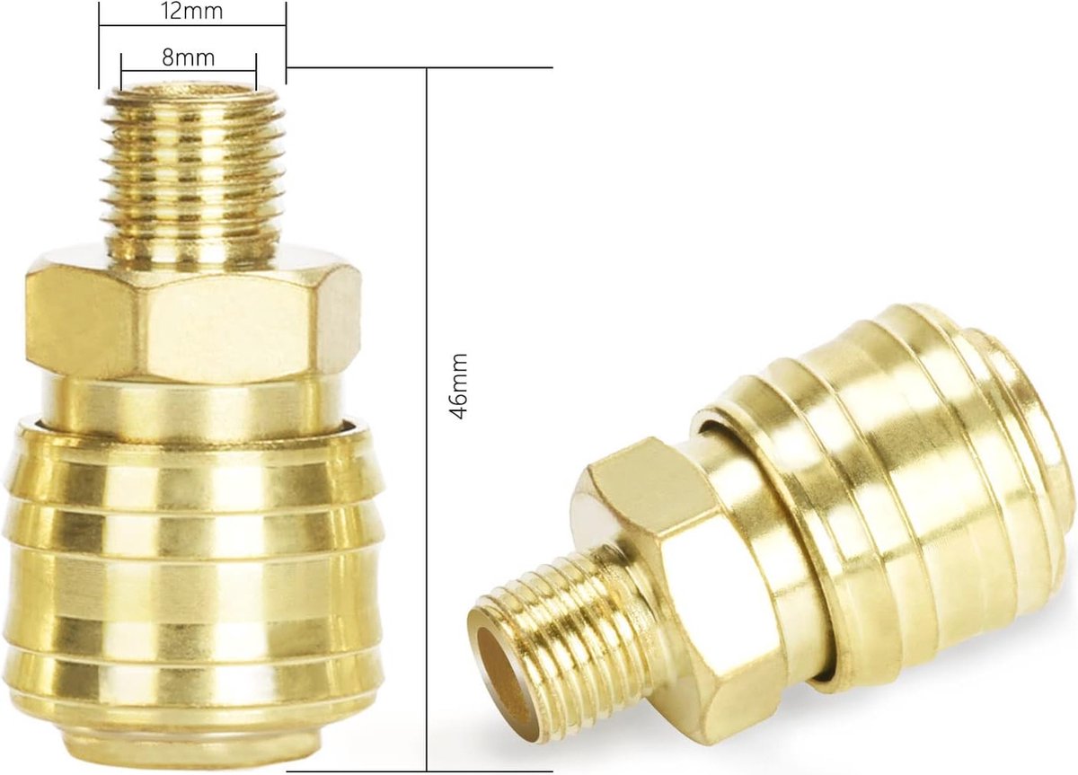 QS-G1/4-8 | Festo Koppelstuk, Perslucht, Koper, 21.9mm, G1/4-inch
