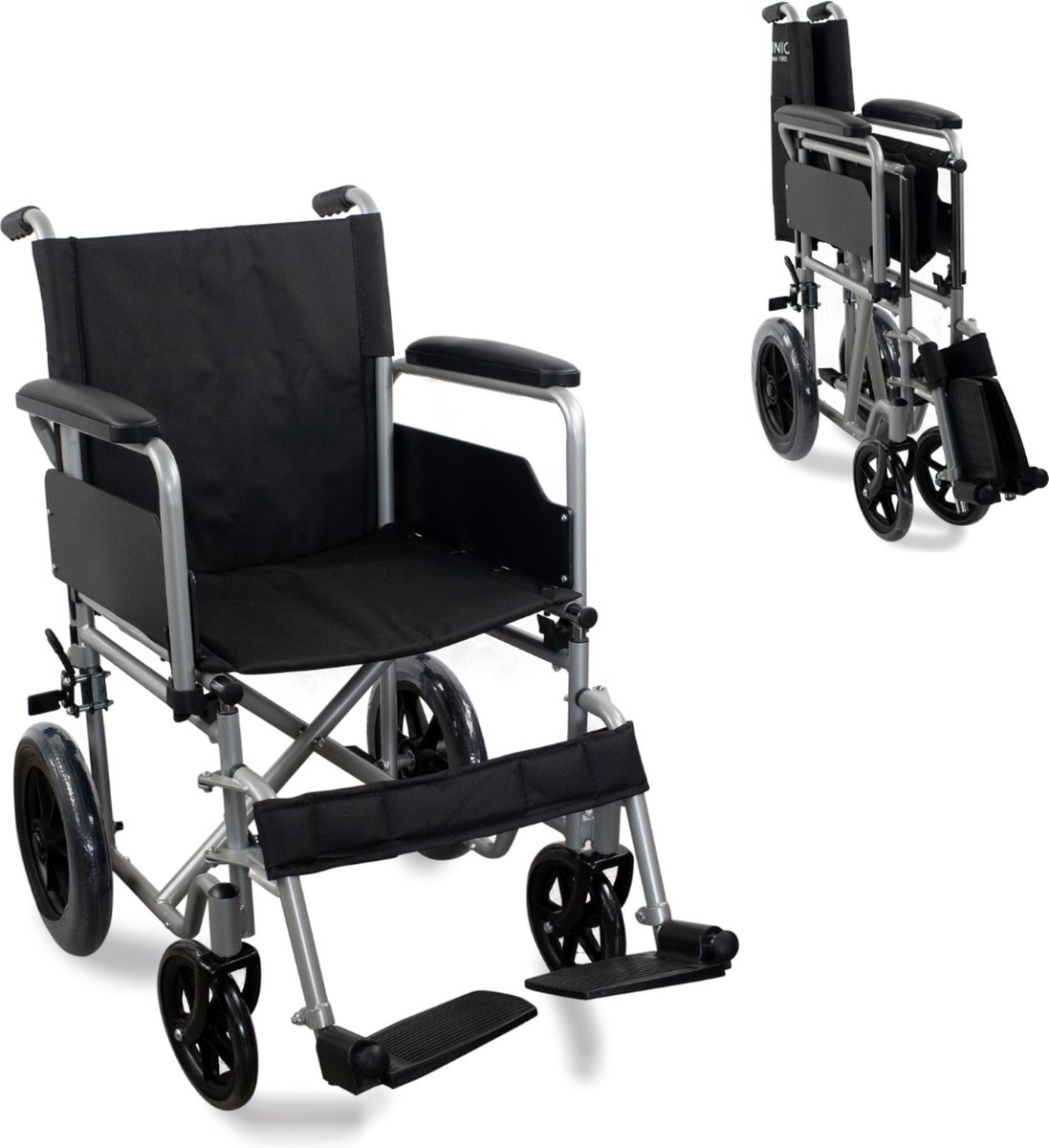 Goedkoopste Mobiclinic Marsella Rolstoel - Vouwrolstoel - Wielen met snelsluiting en drukknop - Stevig - Zitting 46cm - Inklapbare voetsteun en armleuningen - Remhendel - Inklapbaar - Kleine wielen