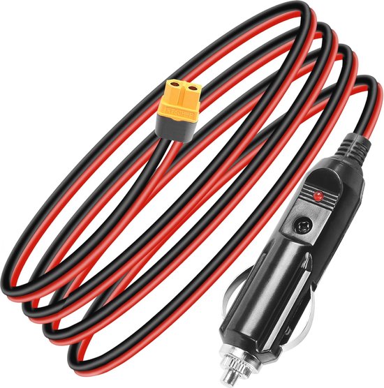 GUNGY Sigarettenaansteker, stekker met schakelaar, 12 V/24 V, autostekker met 1 m verlengkabel, 14 AWG, sigarettenaansteker, stekkerkabel met zekering, 15 A, voor auto, vrachtwagen, camper