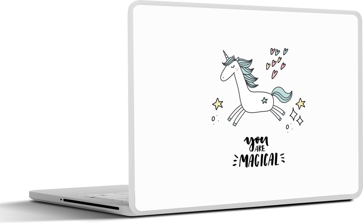 Laptop sticker - 13.3 inch - Unicorn - Kinderen - Quotes - You are magical - Meisjes - 31x22,5cm - Laptopstickers - Laptop skin - Cover