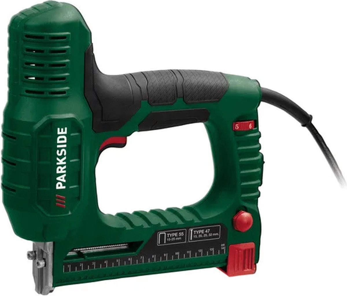 PARKSIDE® Elektrische tacker - Slagfrequentie: max. 30 min - Geschikt voor: Nietjes en spijkers - Ideaal voor het bevestigen van materialen - Ideaal voor smalle onderdelen en dicht langs randen werk