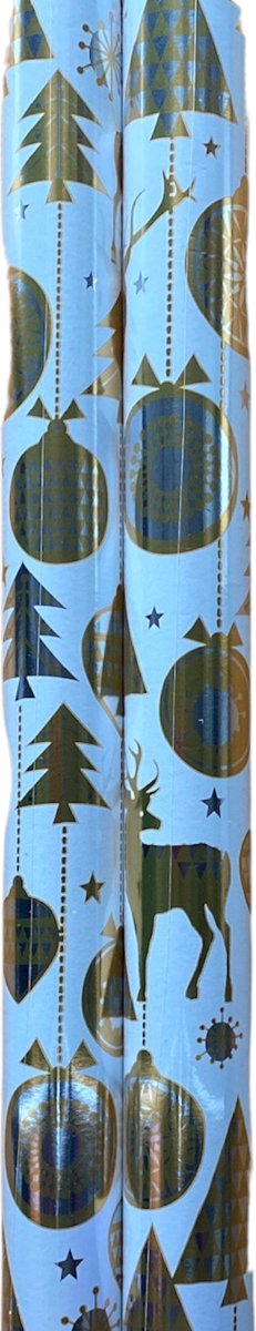 FESTIVE GIFTS Inpakpapier - Cadeaupapier - 200 x 70cm - 2 rollen - Kerst - Luxe Cadeauverpakking - Kleurrijk