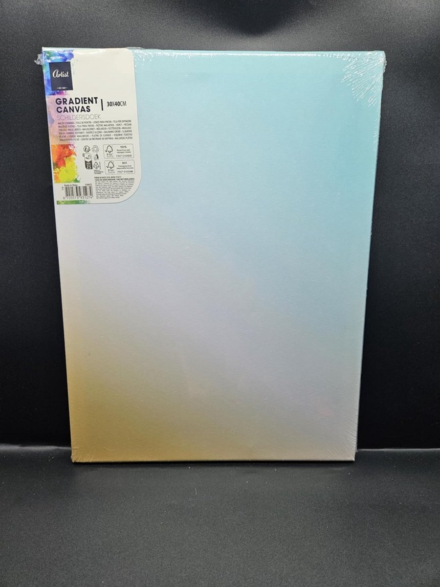 Canvas - achtergrond van blauw naar geel - om te schilderen - Artist - 30 x 40 cm