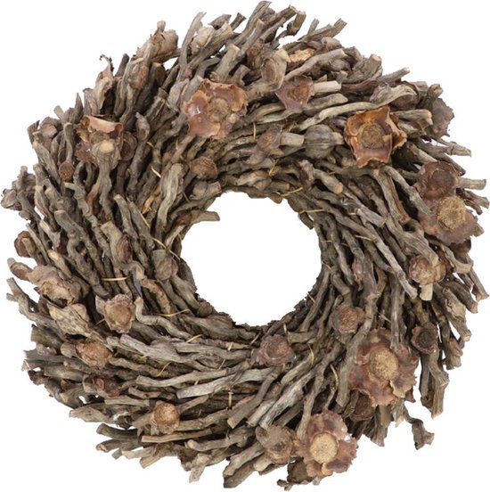DBT Krans Landelijk Botay Hout-Natuurlijke materialen Bruin D 30 cm