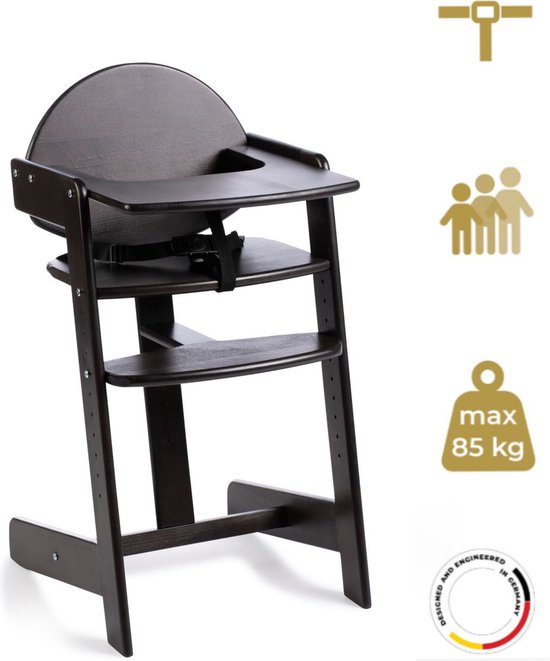 Geuther Filou - Houten Kinderstoel - Kinderzetel - Baby Eetstoel voor aan Tafel - Kinderstoeltje voor peuter - 3-punts gordels - Hoge babystoel - Zwart van Geuther — afbeelding 3