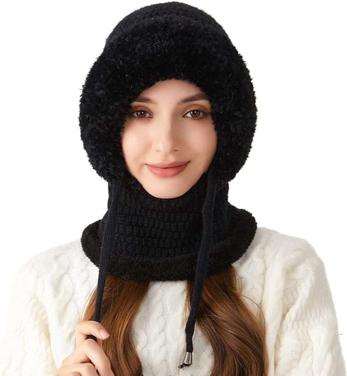 3-in-1 Gebreide Wintermuts Met Sjaal & Masker Voor Dames - Warm En Winddicht