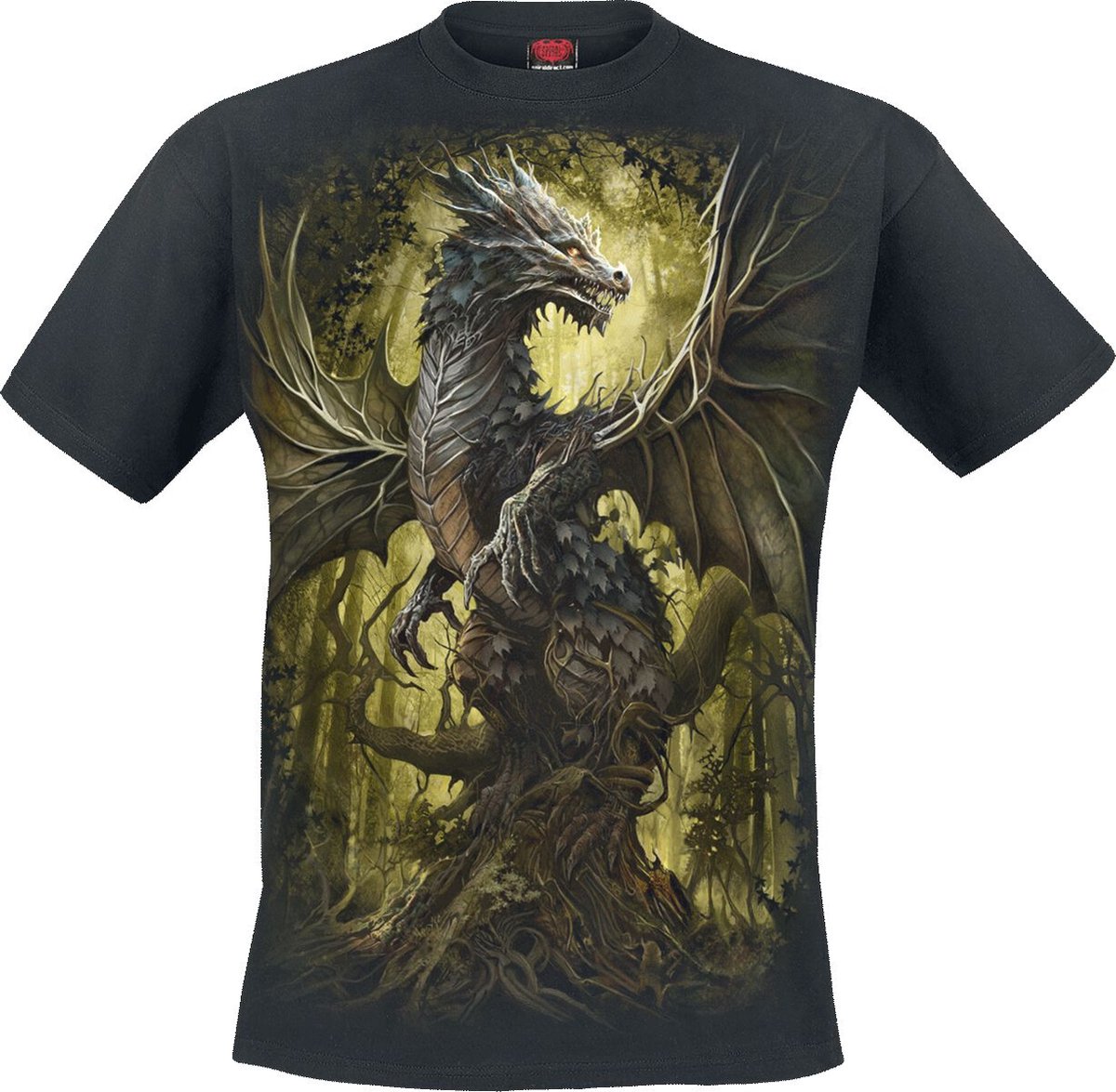 Spiral Oak Dragon Heren T-shirt - zwart - M