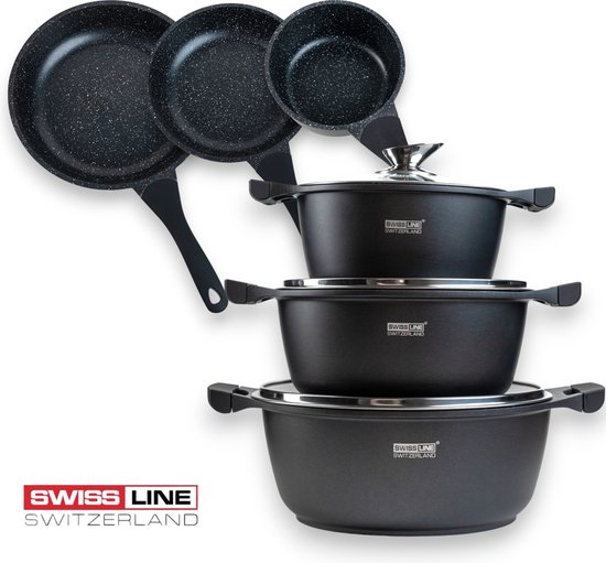 Swiss Line 10 Delige Pannensets Inductie Pannenset Met Deksel Voor