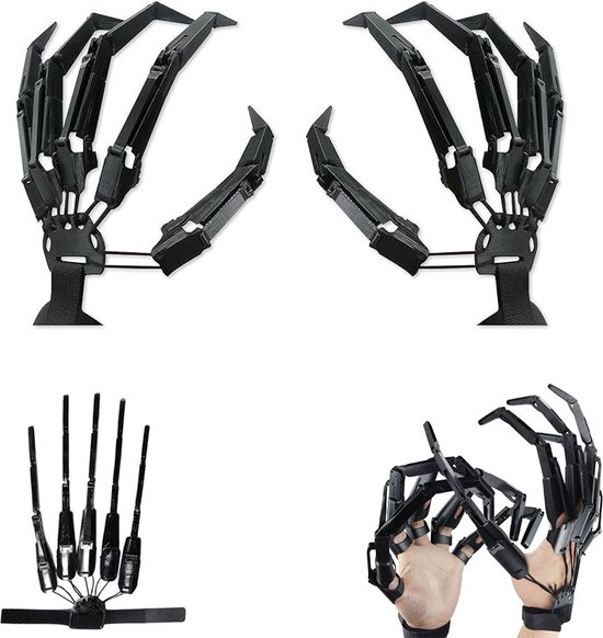 Handschoenen - Halloween Handschoenen - Halloween Accessoire - Skelet - Magere Hein Skelet Handschoenen - Volwassenen - Unisex - Horror - Halloween - Halloween Artikel - Horror Skeletten - Verkleedkleding - Zwart - One Size