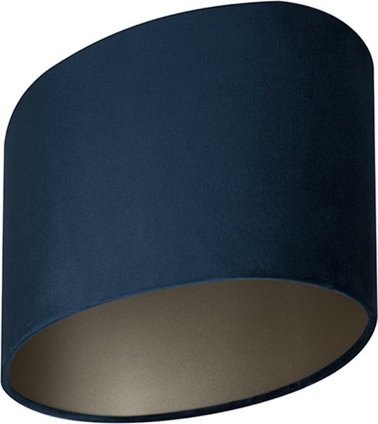 Uniqq Abat-jour ovale velours bleu roi 25 x 16 cm – 15 cm de hauteur