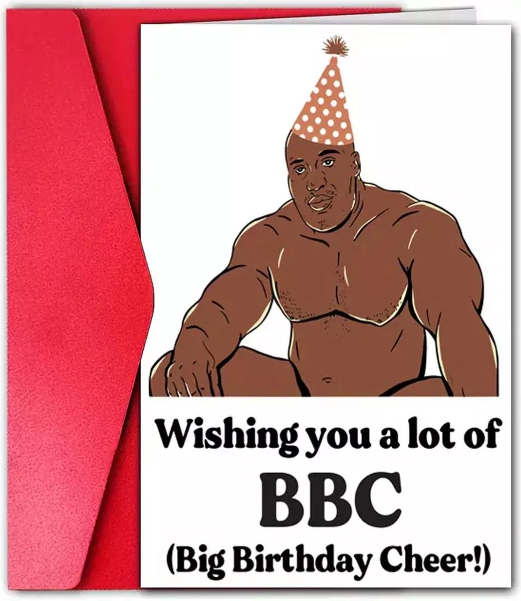 Enluxe Hilarische Verjaardagskaart - 'Wishing You A Lot Of BBC (Big Birthday Cheer!)' – Grappige Kaart voor Elke Leeftijd – Perfect Cadeau Idee – 18x12 cm"