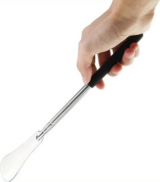 Chausse-Pied Extensible I Extracteur de Chaussure I Acier Inoxydable I Longueur Jusqu'à 75 CM I Argent/ Zwart
