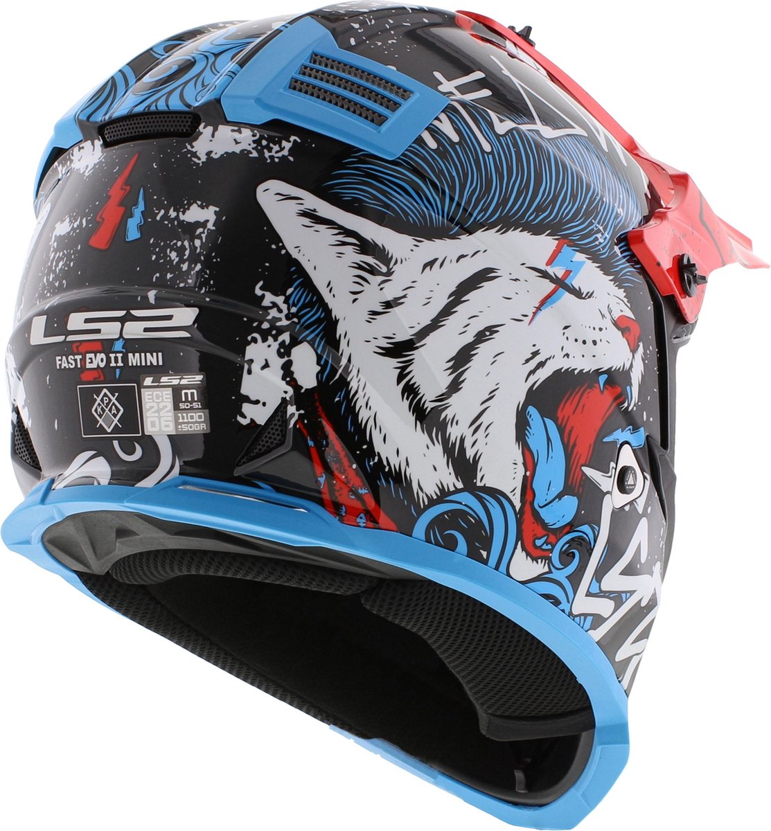 LS2 MX437 Fast II Mini Starmaw Zwart 06 Kids Crosshelm - Maat - Helm – foto 4