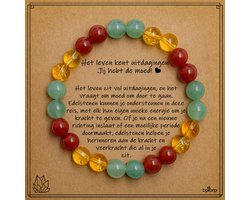 Bracelet Bixorp Aventurine + Citrine + Cornaline sur Carte Cadeau - Vous avez le courage ! - Bracelets de perles de perles de pierres précieuses de 8 mm / 18 cm - Comprend une enveloppe cadeau
