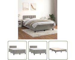 vidaXL Fluweel Bed - Boxspringbed - Boxspring met matras fluweel lichtgrijs 120x200 cm - Adjustable Headboard - Pocketveer Matras - Medium Hard Mattress