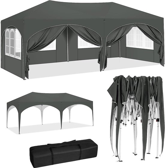Foto: Tuinpaviljoen 3x6m buitenluifel pop uptent uv bescherming waterafstotend 250 254 258cm complete accessoires