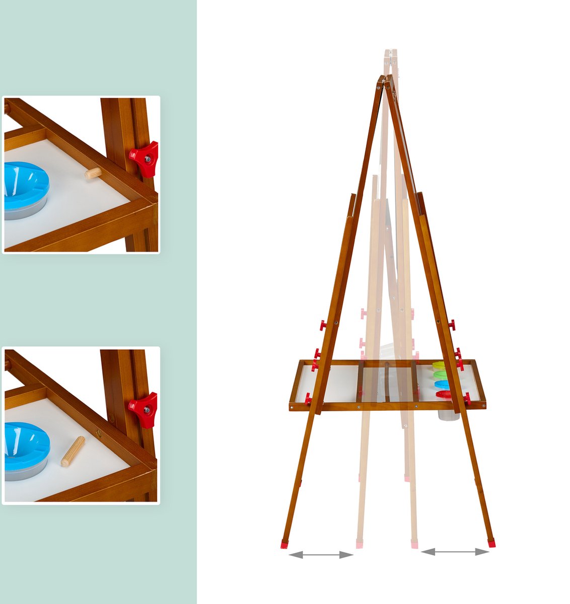 Tableau enfant Relaxdays - réglable 122-160 cm - magnétique - avec plateaux de rangement